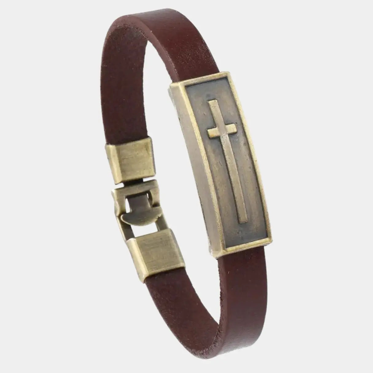 Simple Cross Leather Bracelet - Arvenis Co