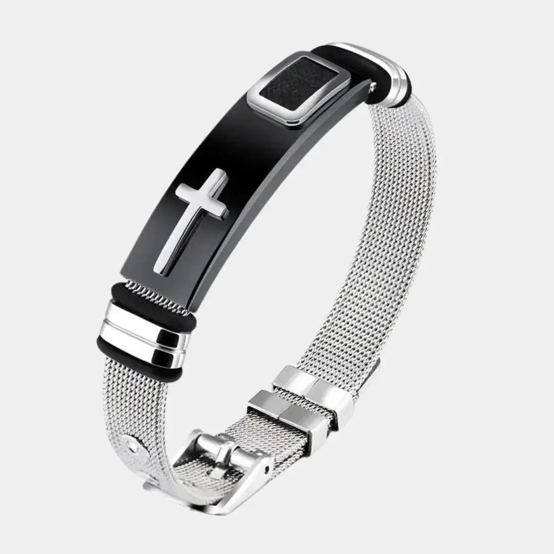 Luxe Titanium Cross Charm Bracelet - Arvenis Co