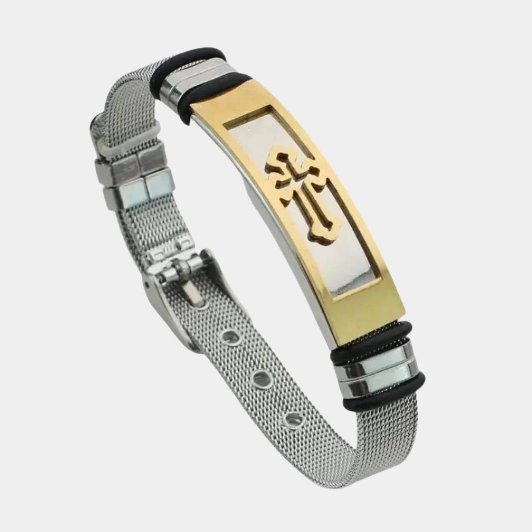 Luxe Titanium Cross Charm Bracelet - Arvenis Co