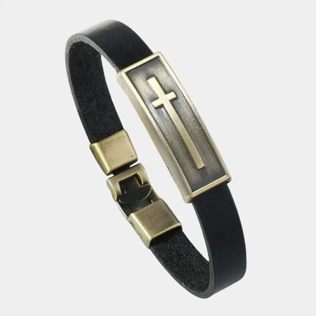 Simple Cross Leather Bracelet - Arvenis Co