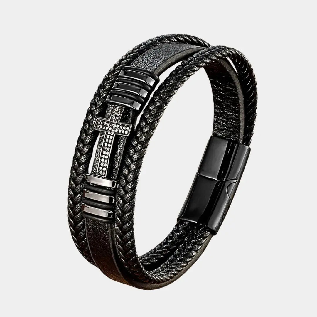 Cross Charm Leather Band - Arvenis Co