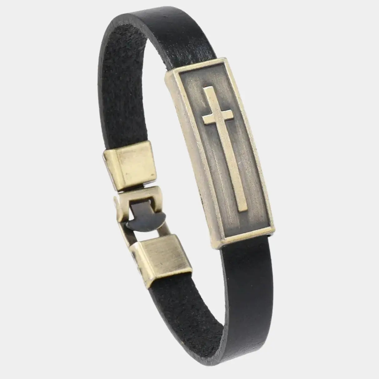 Simple Cross Leather Bracelet - Arvenis Co