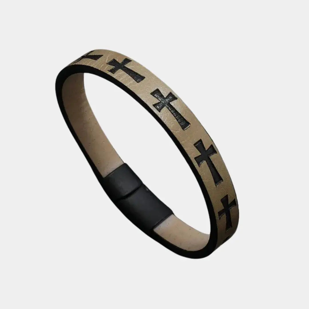 Jackson Leather Cross Bracelet - Arvenis Co