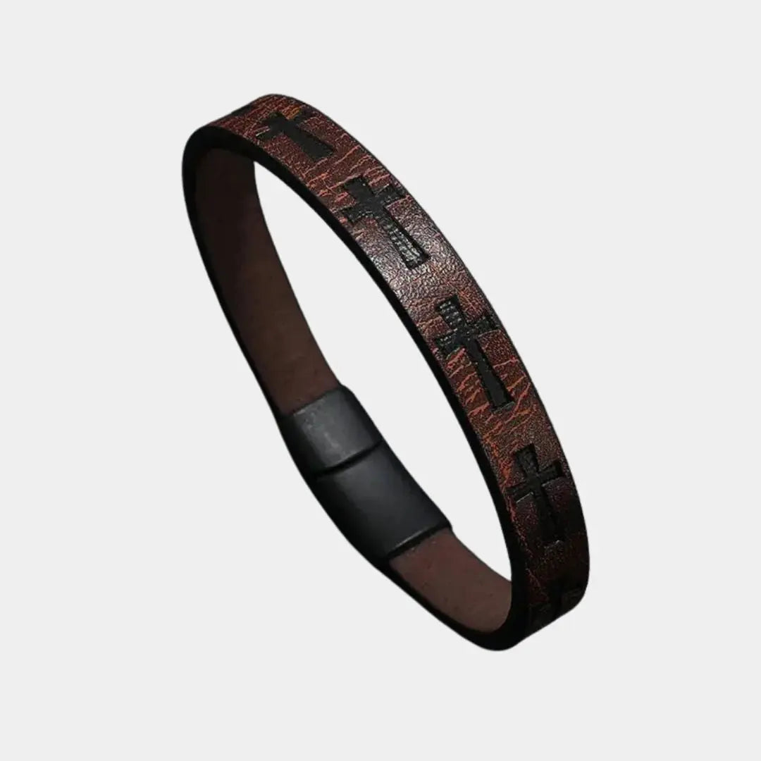 Jackson Leather Cross Bracelet - Arvenis Co