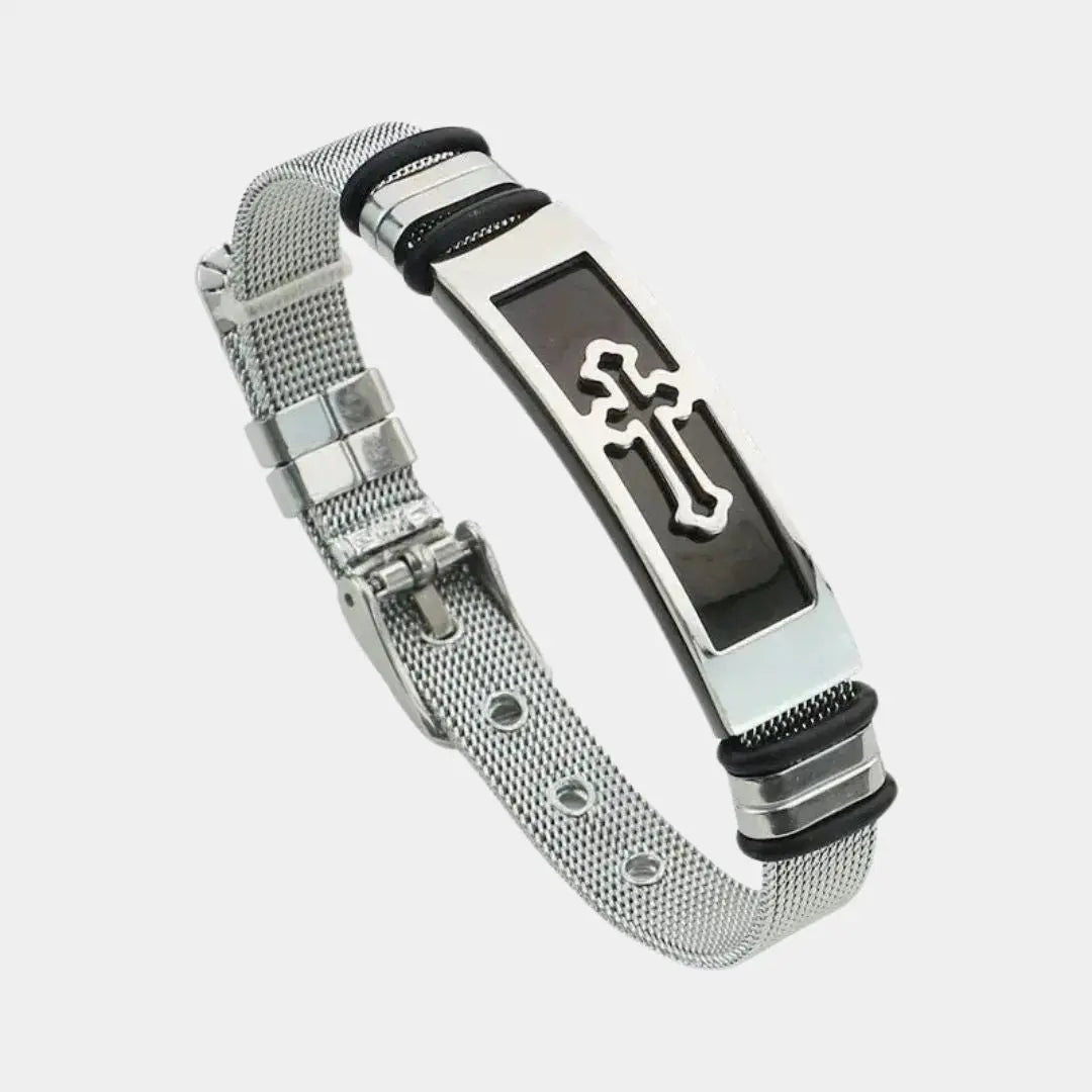 Luxe Titanium Cross Charm Bracelet - Arvenis Co