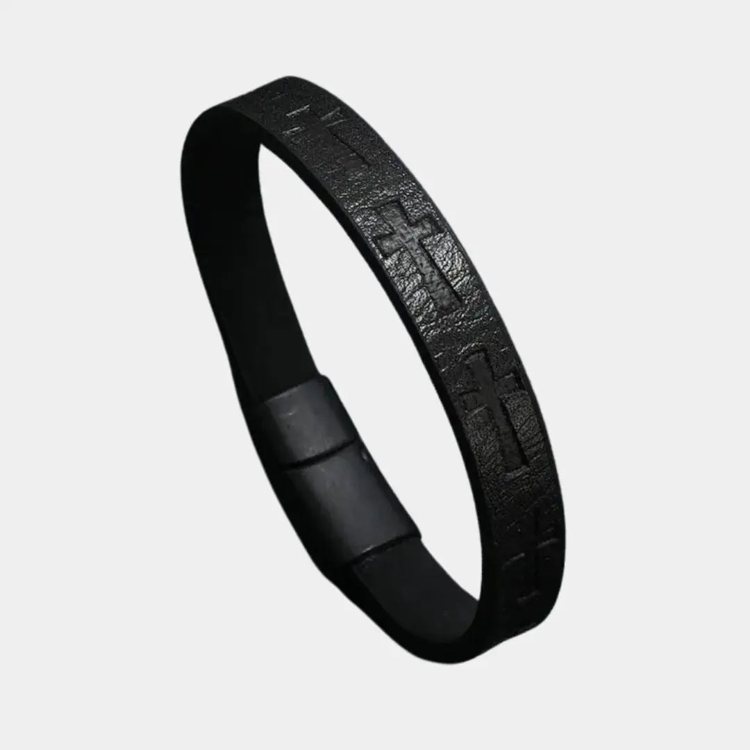 Jackson Leather Cross Bracelet - Arvenis Co