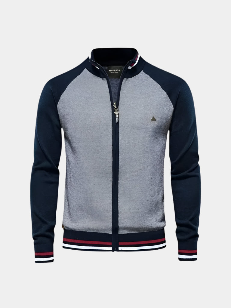 Regal Blocked Zipper Cardigan - Arvenis Co.