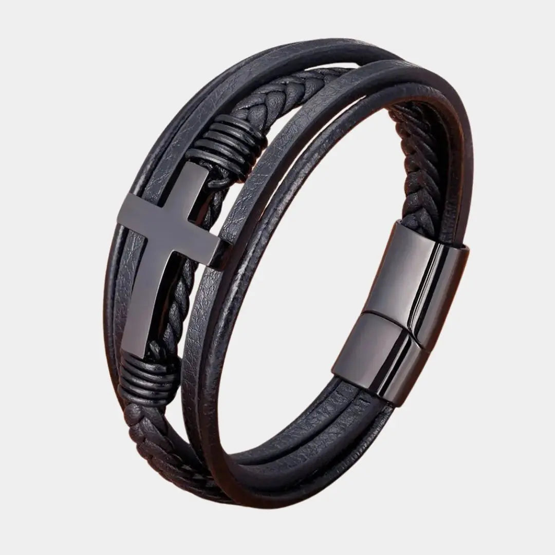 Benoît Multi Layer Cross Bracelet - Arvenis Co