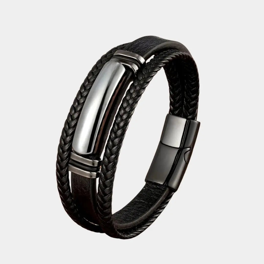 Elegance Cross Charm Leather Bracelet - Arvenis Co