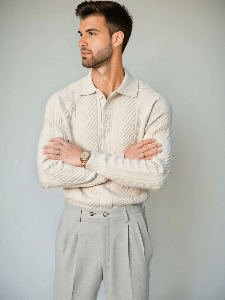 Alessio Long Sleeve Knit Polo - Arvenis Co.