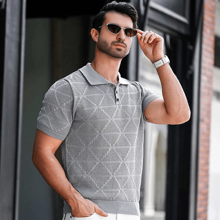 Alessio Textured Knit Polo - Arvenis Co.