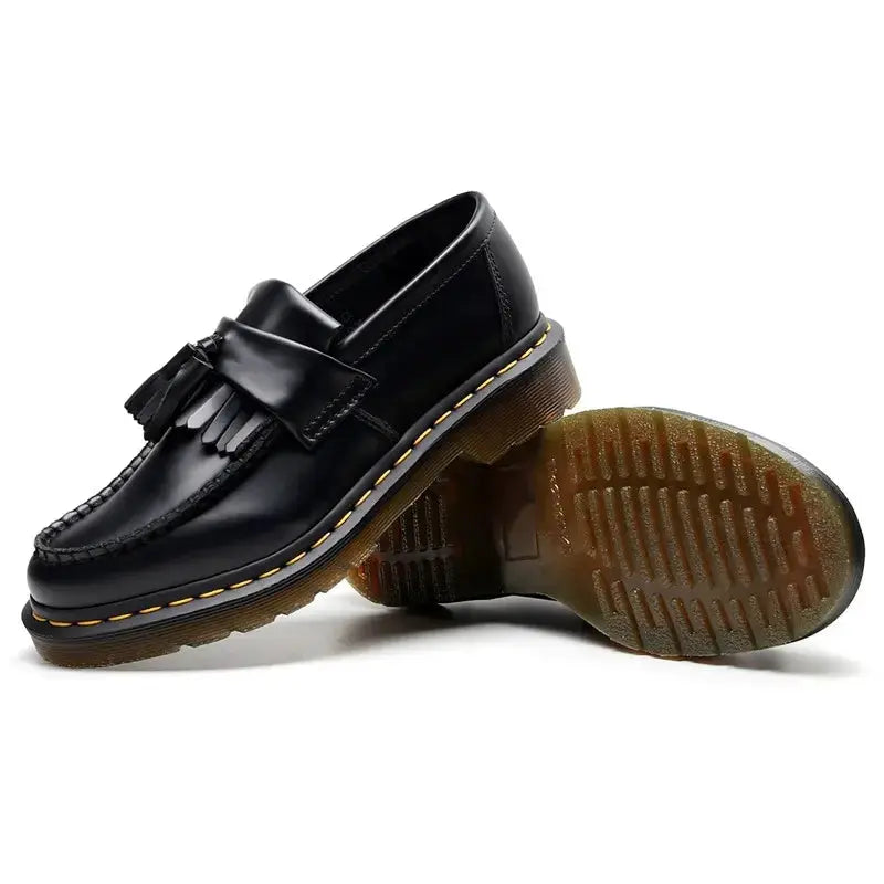 Sophisticated Black Leather Loafers - Arvenis Co