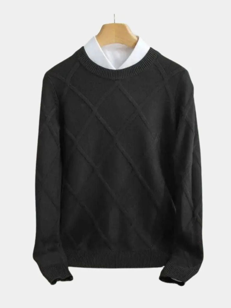 Sophisticated Argyle Cashmere Sweater - Arvenis Co