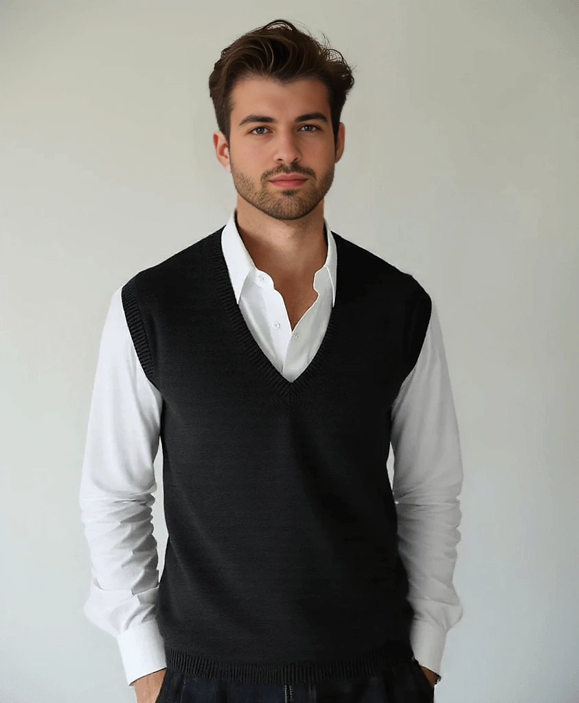 Pure Cashmere V-Neck Knit Vest - Arvenis Co.