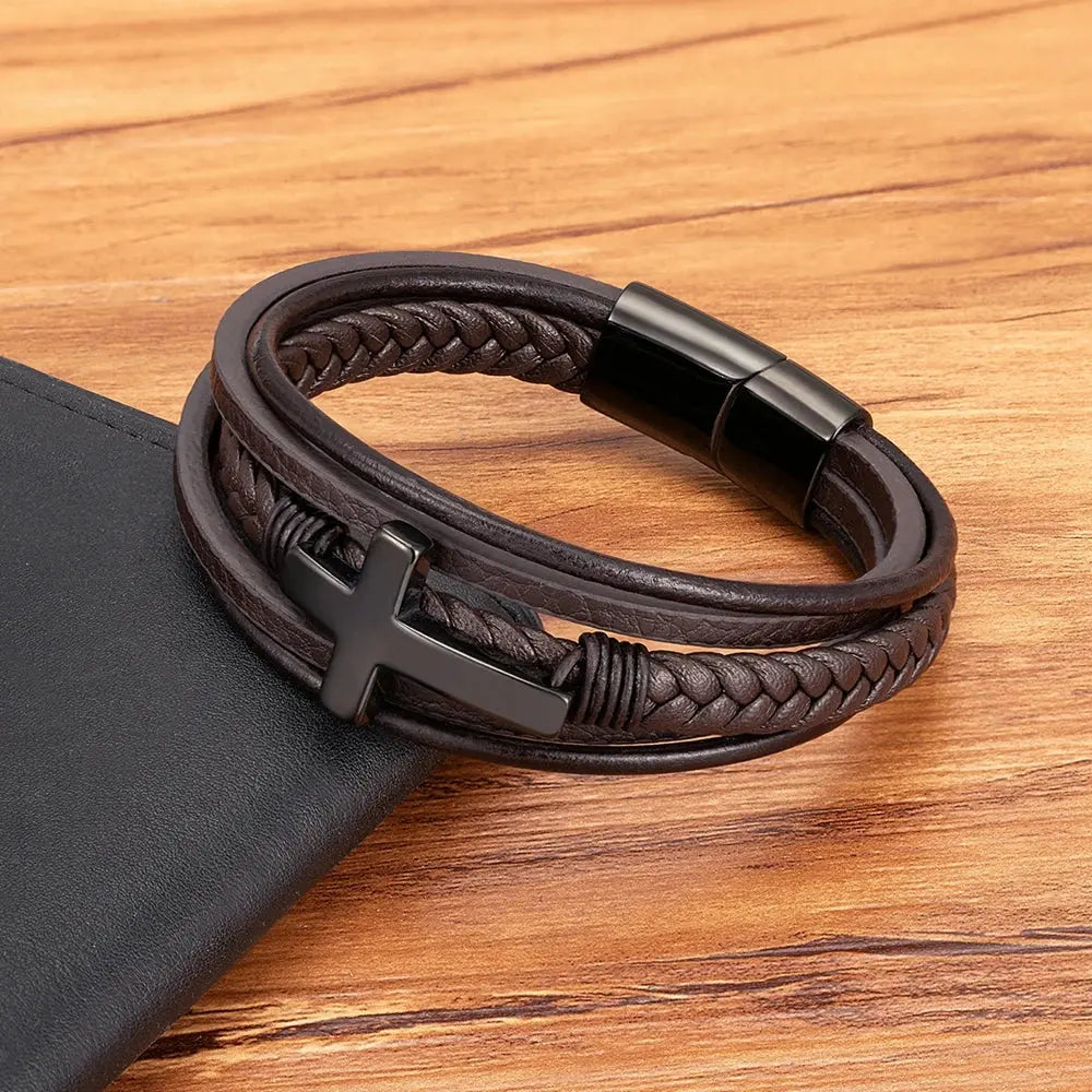 Benoît Multi Layer Cross Bracelet - Arvenis Co