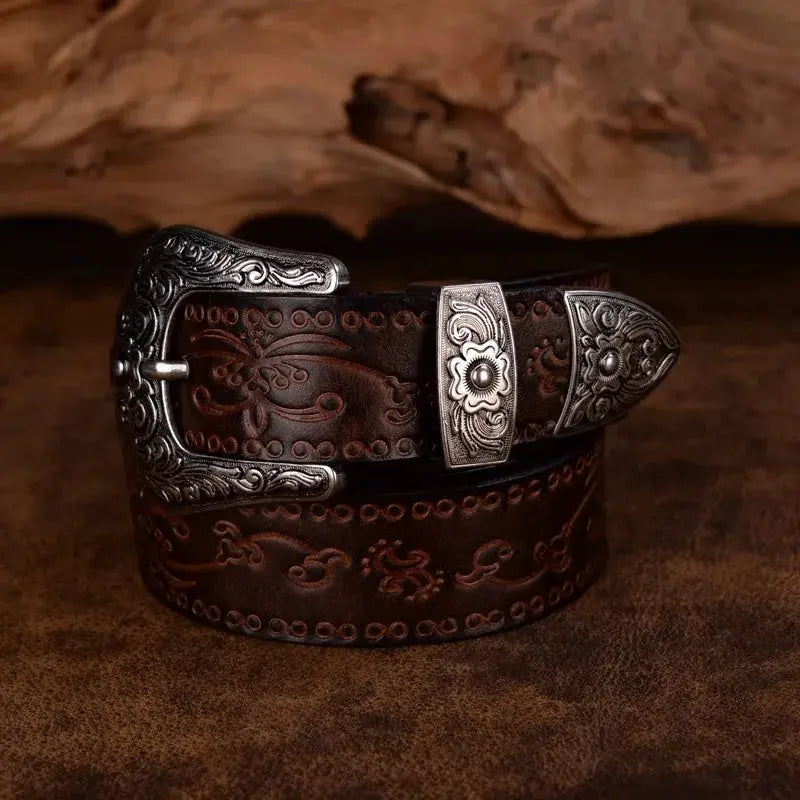 Athens Western Leather Belt - Arvenis Co.