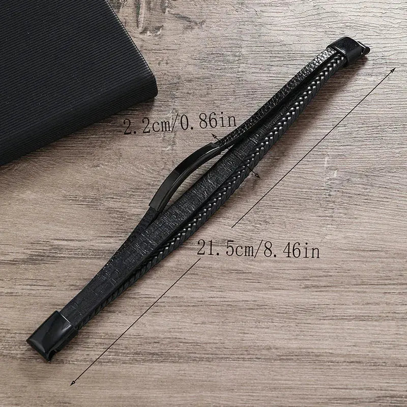 Triple Layer Cross Leather Bracelet - Arvenis Co