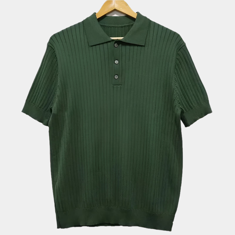 Polo de rayas con solapa de punto retro