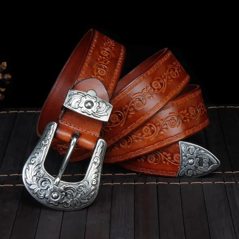 Athens Western Leather Belt - Arvenis Co.