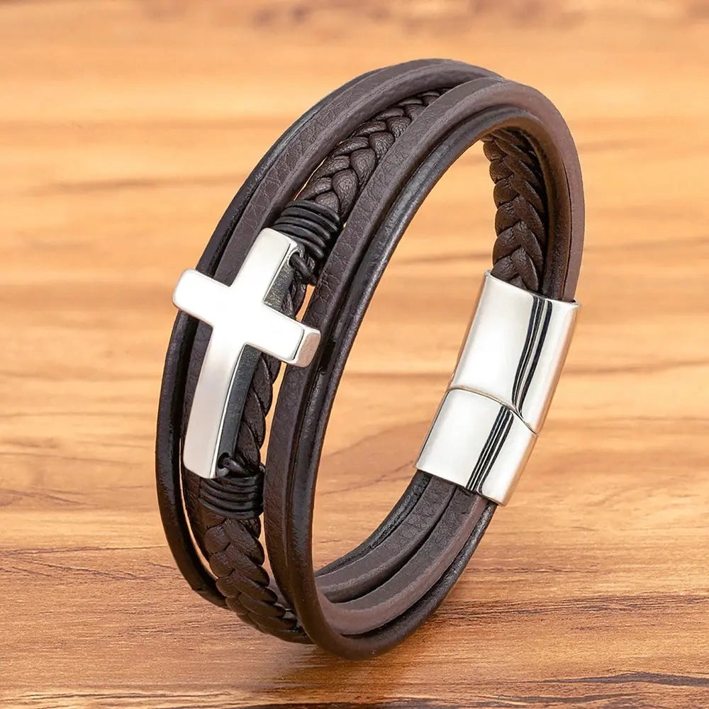 Benoît Multi Layer Cross Bracelet - Arvenis Co