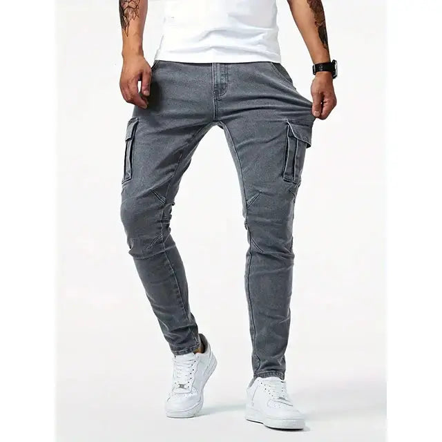 Belmont Denim Cargo Trousers - Arvenis Co.