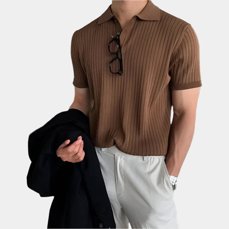 Polo de rayas con solapa de punto retro