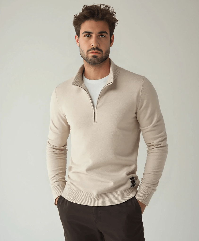 The Luxe Half-Zip Knit Sweater - Arvenis Co