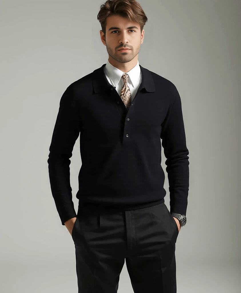 The Noble Knit Polo Sweater - Arvenis Co