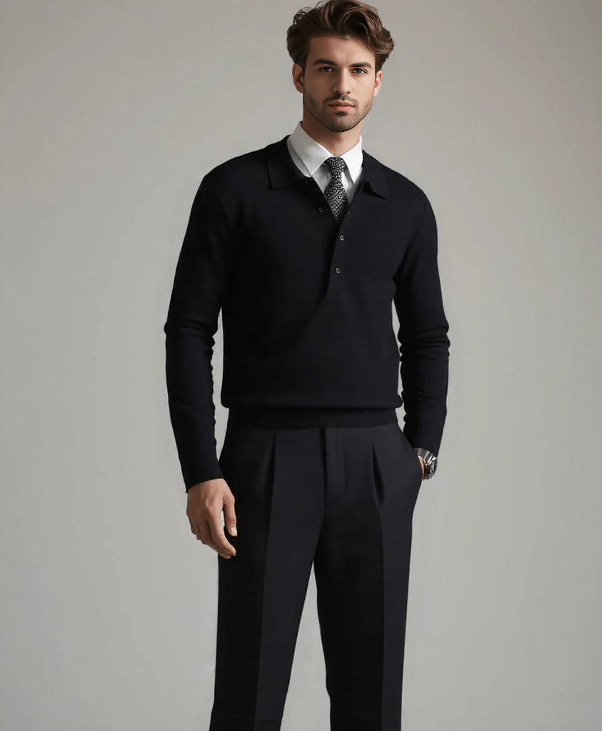The Noble Knit Polo Sweater - Arvenis Co