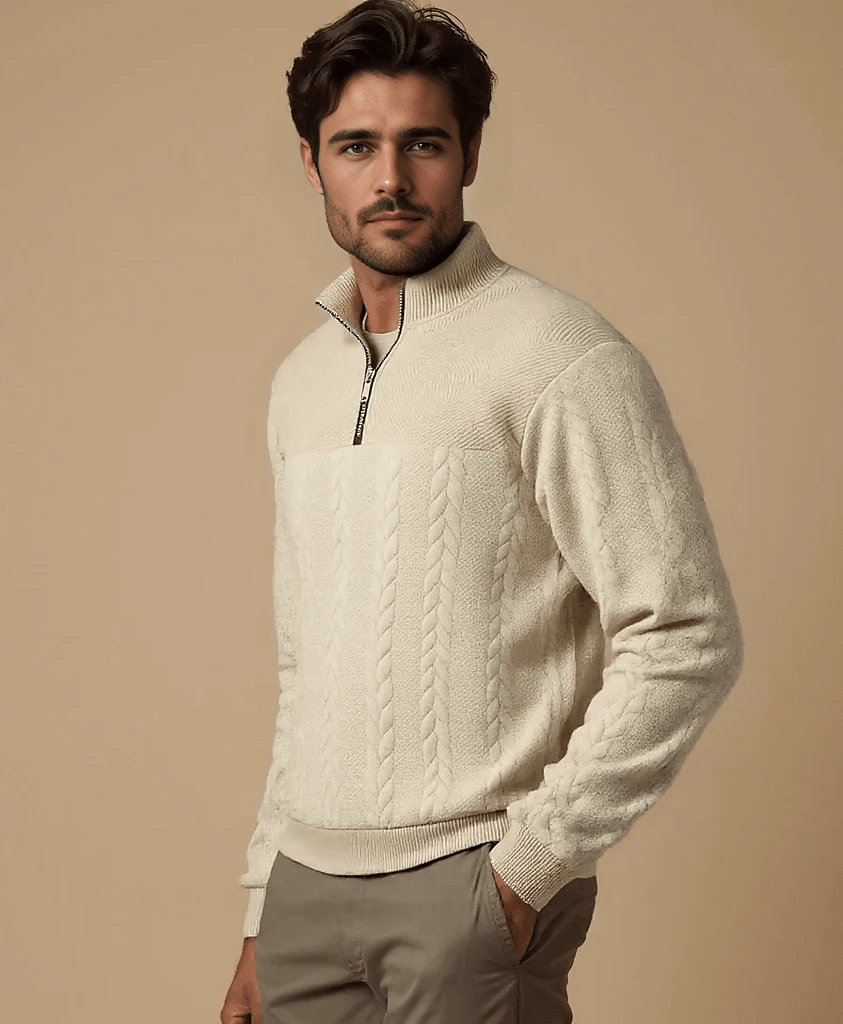 Timeless Elegance Quarter Zip Sweater - Arvenis Co